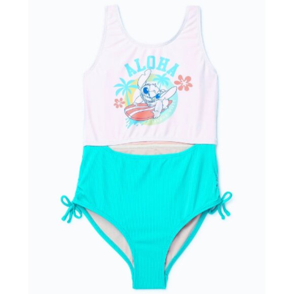 Disney Other - Disney Stitch One Piece UPF 50+ Sunblock Baby Girl Swimsuit, Size XS (4-5)